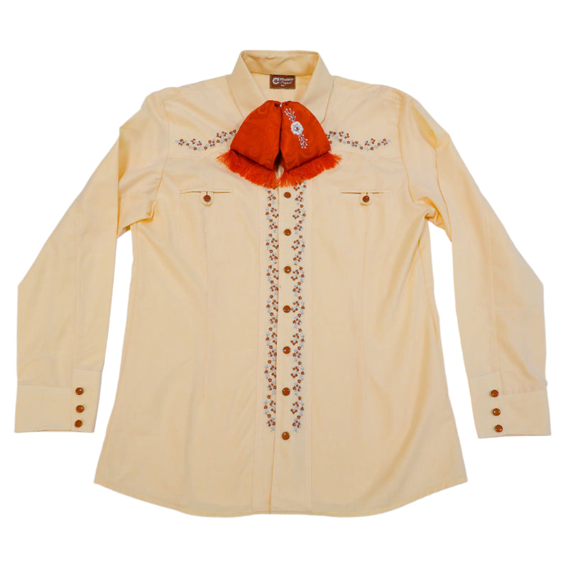 40 (L) Amarillo Camisa Charra Diseño Bordada