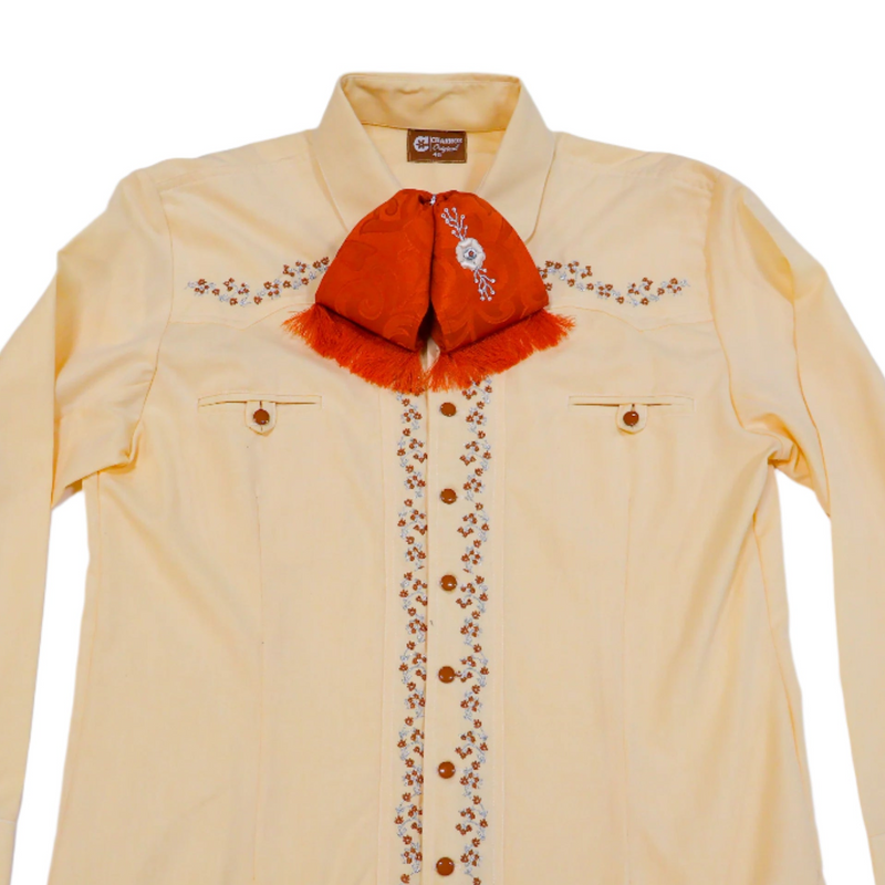 40 (L) Amarillo Camisa Charra Diseño Bordada