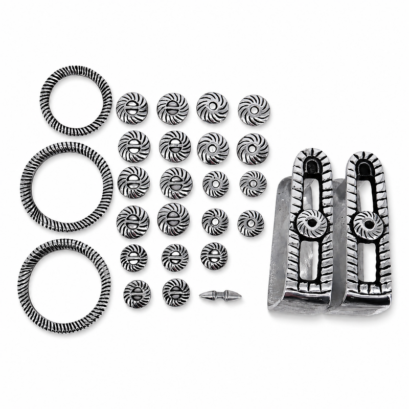 Charro Hardware Saddle Set Juego De Herrajes De Aluminio - M-Royal Saddles - Charro Saddle Parts