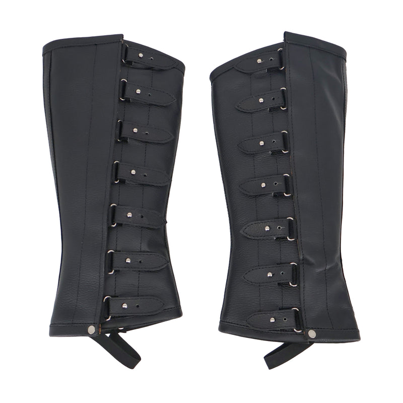 Charro Black Polainas Espanolas Para Montar Leather Half Chaps - M-Royal Saddles - Charro Polainas/Chaps