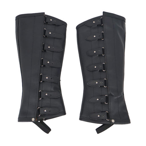 Charro Black Polainas Espanolas Para Montar Leather Half Chaps - M-Royal Saddles - Charro Polainas/Chaps
