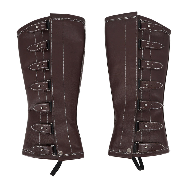 Charro Brown Polainas Espanolas Para Montar Leather Half Chaps - M-Royal Saddles - Charro Polainas/Chaps
