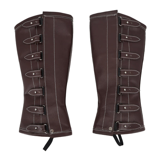 Charro Brown Polainas Espanolas Para Montar Leather Half Chaps - M-Royal Saddles - Charro Polainas/Chaps
