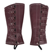 Charro Vino Polainas Espanolas Montar Leather Half Chaps - M-Royal Saddles - Charro Polainas/Chaps
