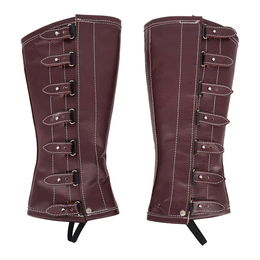 Charro Vino Polainas Espanolas Montar Leather Half Chaps - M-Royal Saddles - Charro Polainas/Chaps