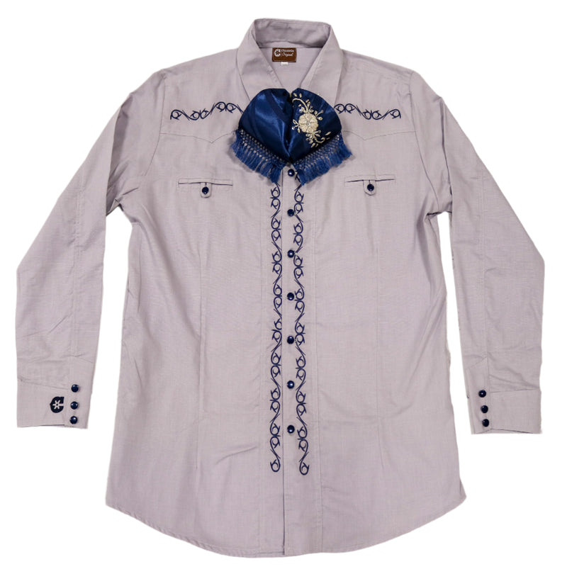 38 (M) Vino Camisa Charra Diseño Bordada Charro