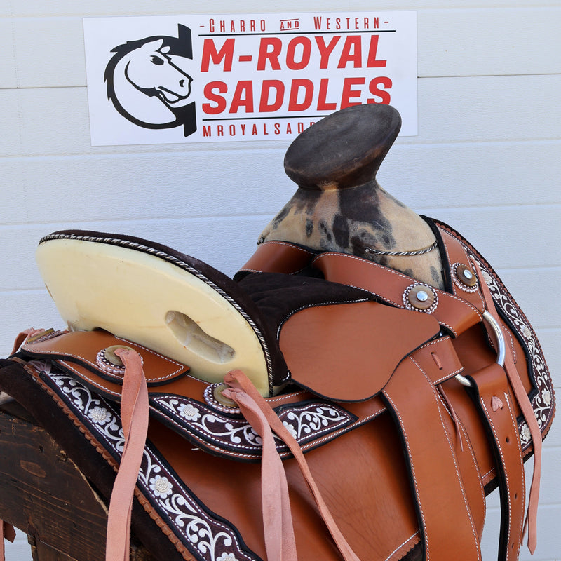 15" Fine Charro Saddle Set / Montura Charra Fina Piteada Completa (Pita) - M-Royal Saddles - Charro Saddles/Monturas