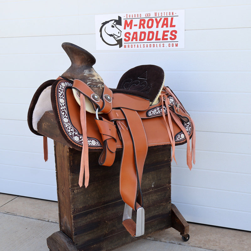 15" Fine Charro Saddle Set / Montura Charra Fina Piteada Completa (Pita) - M-Royal Saddles - Charro Saddles/Monturas