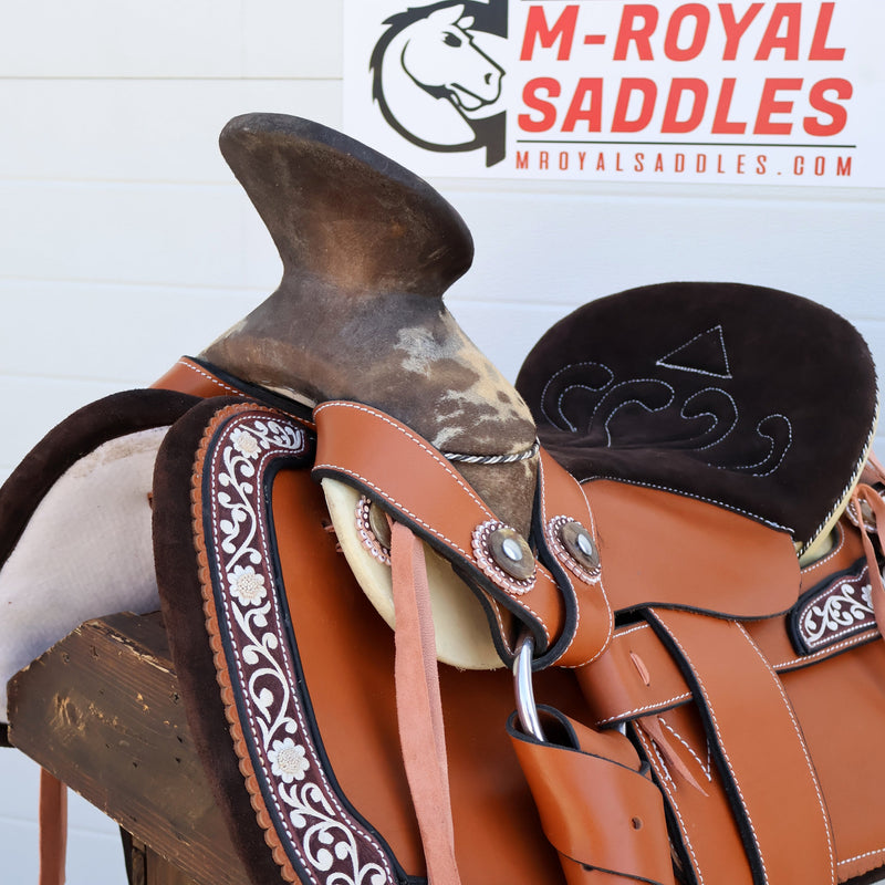 15" Fine Charro Saddle Set / Montura Charra Fina Piteada Completa (Pita)