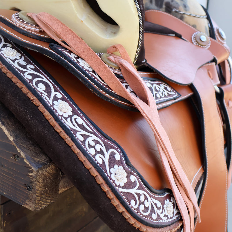 15" Fine Charro Saddle Set / Montura Charra Fina Piteada Completa (Pita) - M-Royal Saddles - Charro Saddles/Monturas