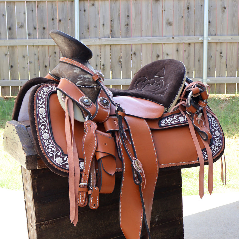 15" Fine Charro Saddle Set / Montura Charra Fina Piteada Completa (Pita) - M-Royal Saddles - Charro Saddles/Monturas