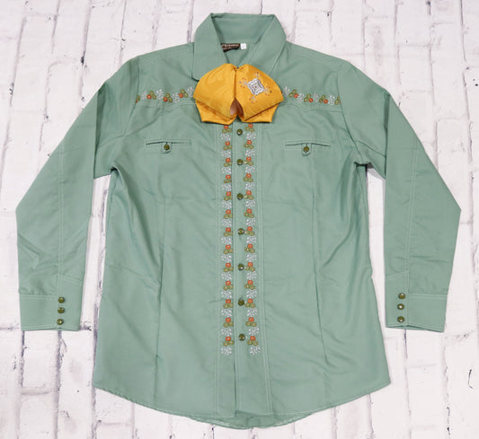 XL (42) Verde Charro Camisa Charra Diseño Bordada