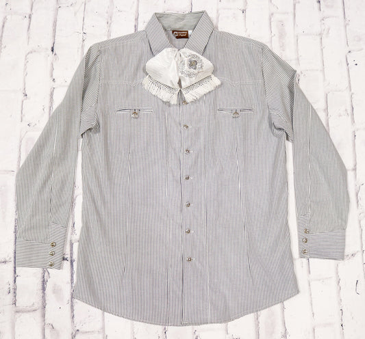 XL (42) Vintage Gris Camisa Charra Charro Charreria