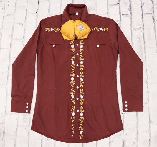 38 (M) Design Charro Camisa Charra Diseño Bordada