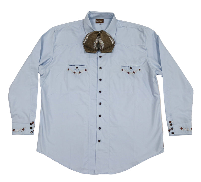 46 (3XL) Blue Sky Charro Shirt Bordada Camisa Charra