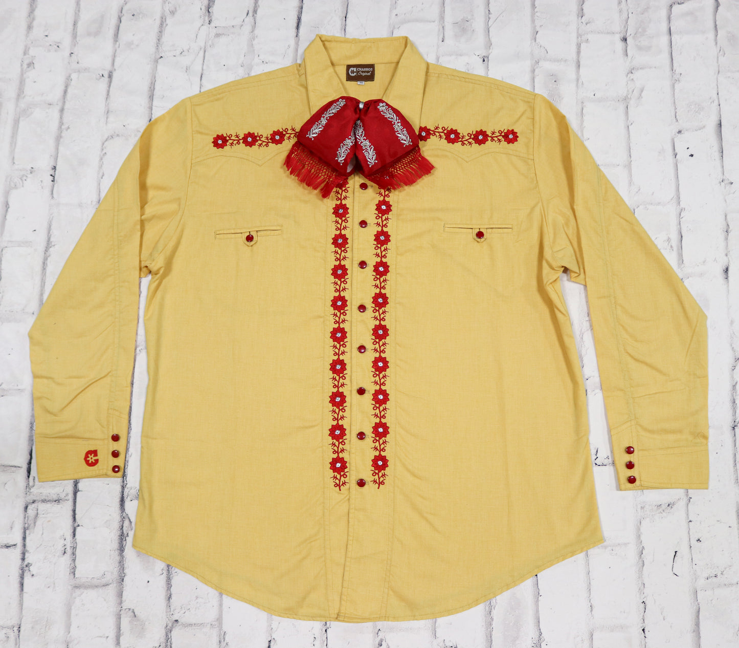 46 (3XL) Yellow Bordada Camisa Amarillo Diseño