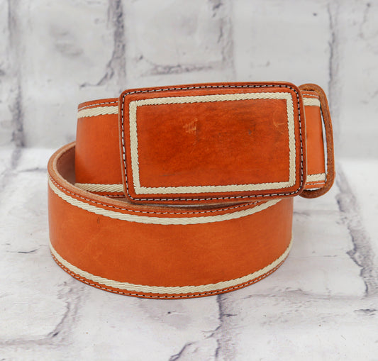 Honey Charro Leather Belt Cinto Pita