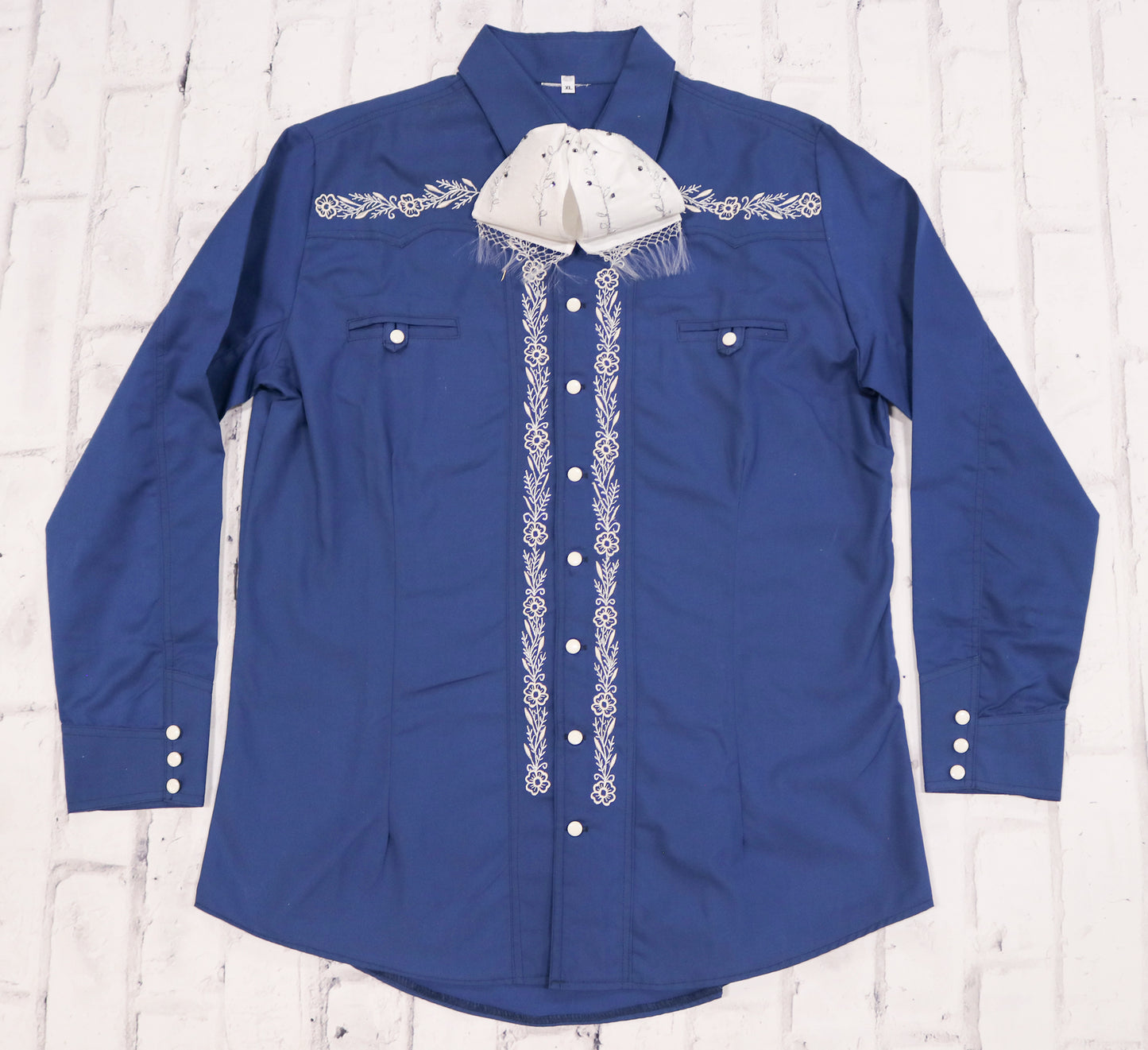 42 (XL) Dark Blue Flor Charra Camisa Diseño