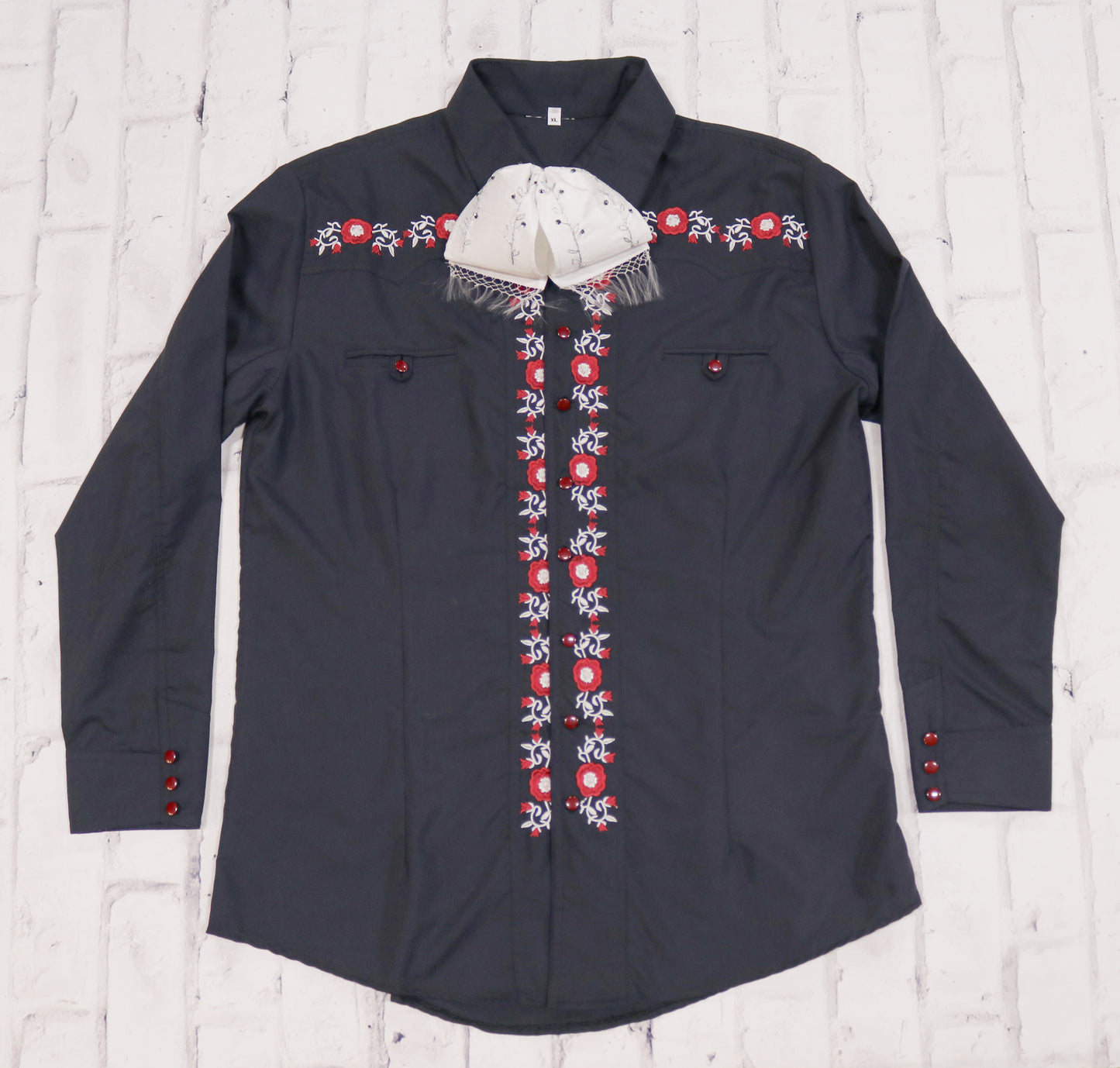 42 (XL) Charra Camisa Azul Flor  Diseño