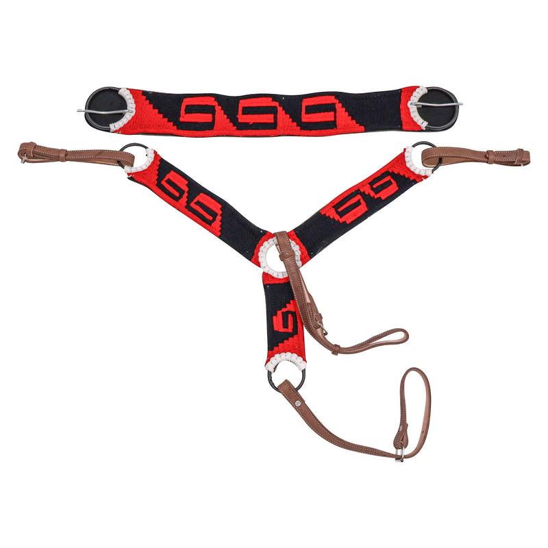 Black/Red Charro Pechera 34.5" Cincho Greca Montura Charra