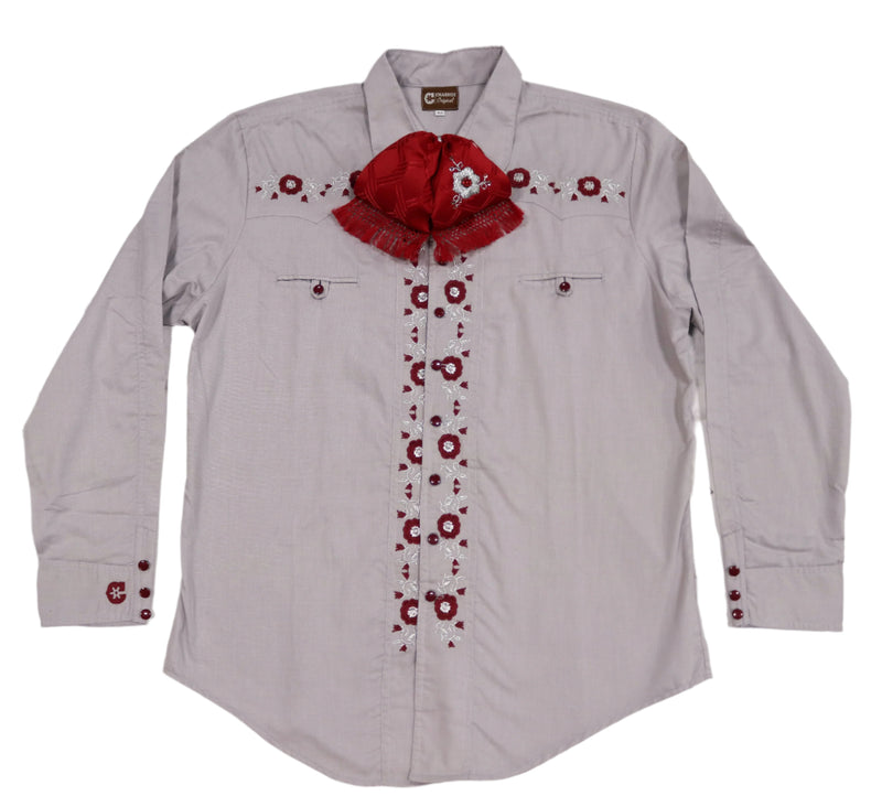 44 (2XL) Camisa Light Gray Charra Diseño Bordada