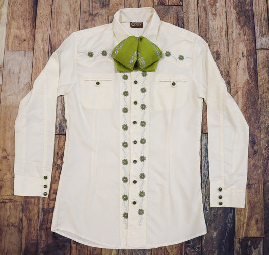 38 (M) Charro Ivory Shirt Camisa Charra Diseño