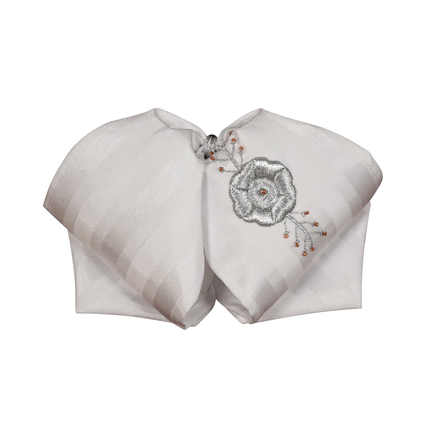 Silver Mono White Charro Flor Bowtie