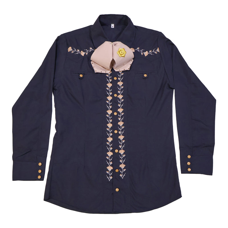 38 (M) Camisa Charra Diseño Azul Charro Shirt