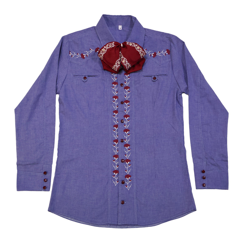 38 (M) Camisa Charro Denim Charra Diseño Bordada