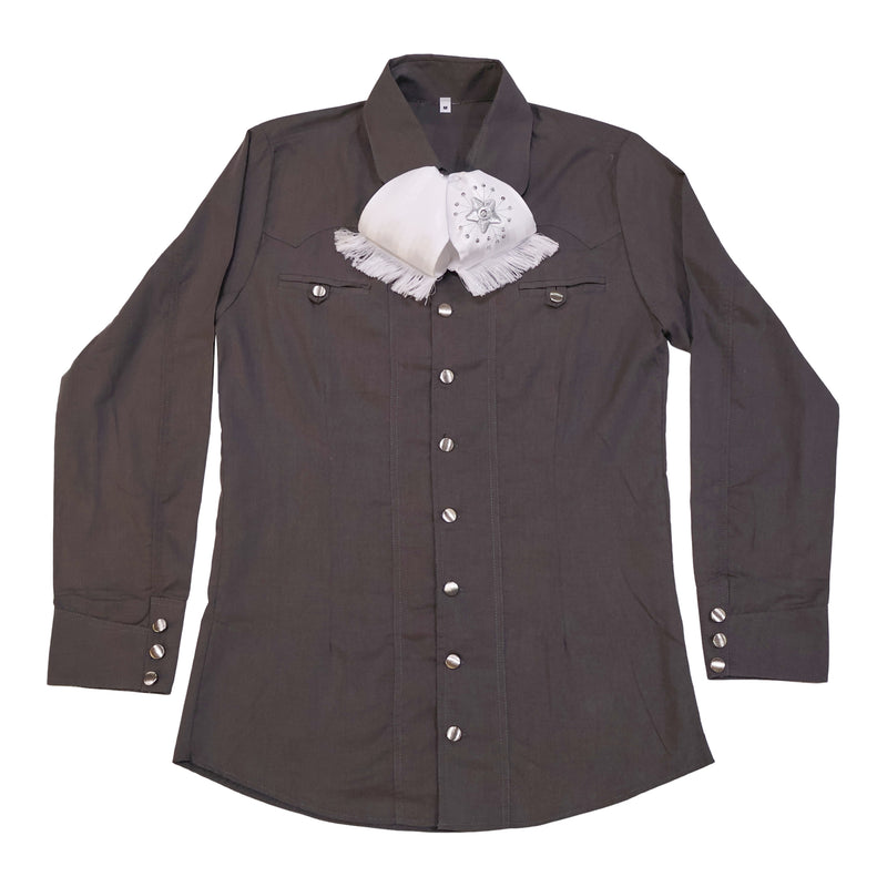38 (M) Gris Camisa Charra Lisa Charro Shirt