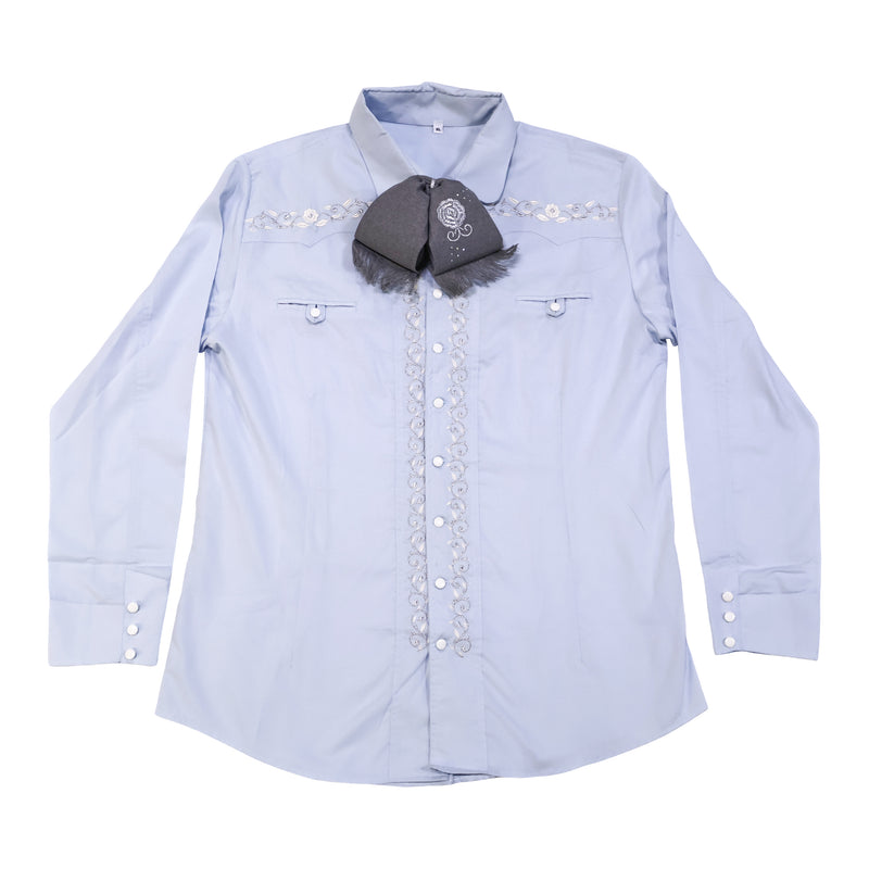 42 (XL) Charro Traditional Azul Camisa Charra