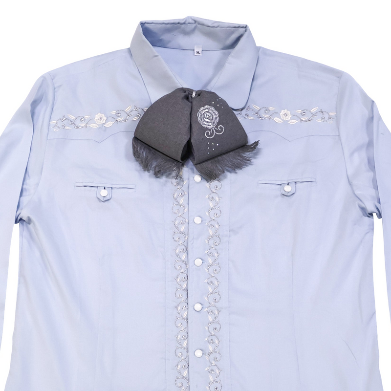 42 (XL) Charro Traditional Azul Camisa Charra