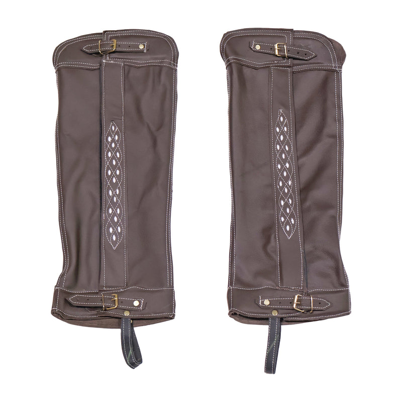 Dark Brown Charro Leather Piel Polainas Villistas Charras Chaps