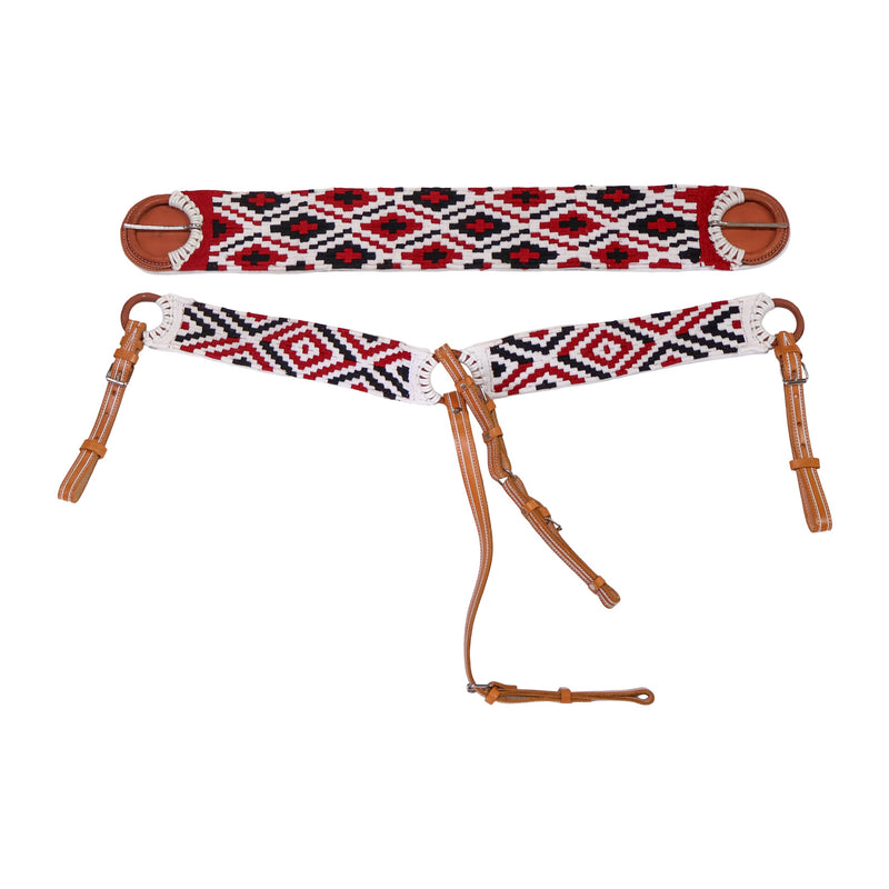 Charro Tricolor Pechera 38" Cincho Set Tack Saddle - M-Royal Saddles - Charro Breastcollar/Pechera