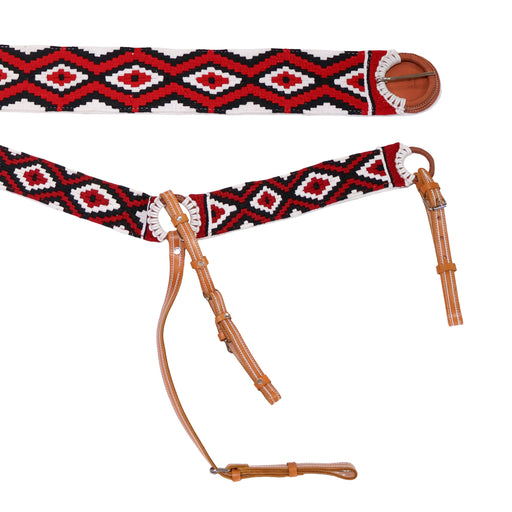 Charro Red Black Pechera Tack Saddle 38" Cincho Set - M-Royal Saddles - Charro Breastcollar/Pechera
