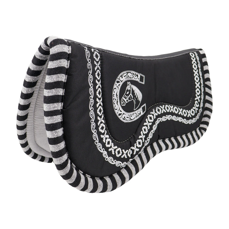 Charro Black Saddle Pad Carona Cola de Pato Negra - M-Royal Saddles - Charro Pads/Caronas