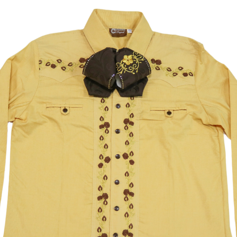 40 (L) Camisa Amarillo Charra Diseño Bordada