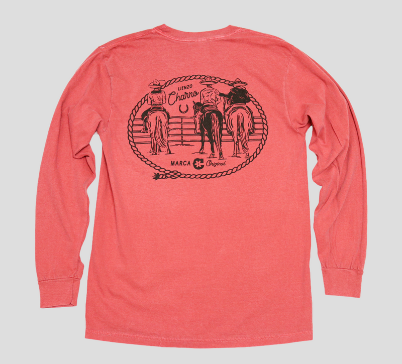 Salmon "3 Charros" Pocket Long Sleeve T-Shirt