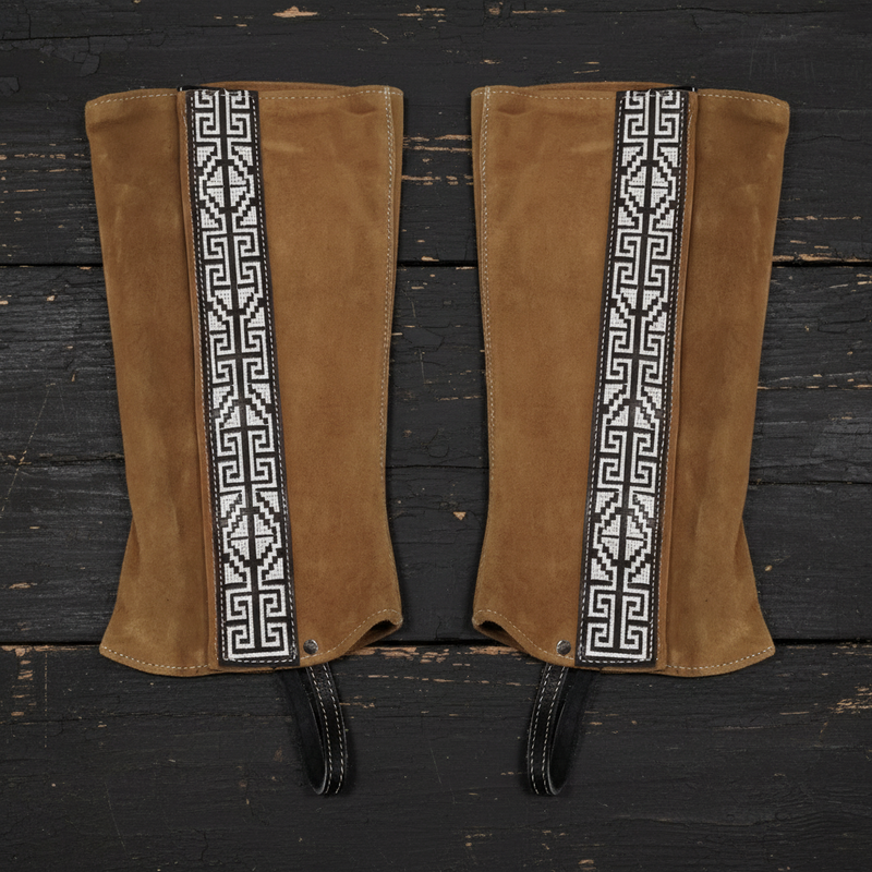 Tobacco Polainas Medium Charras Leather Half Chaps Cowboy