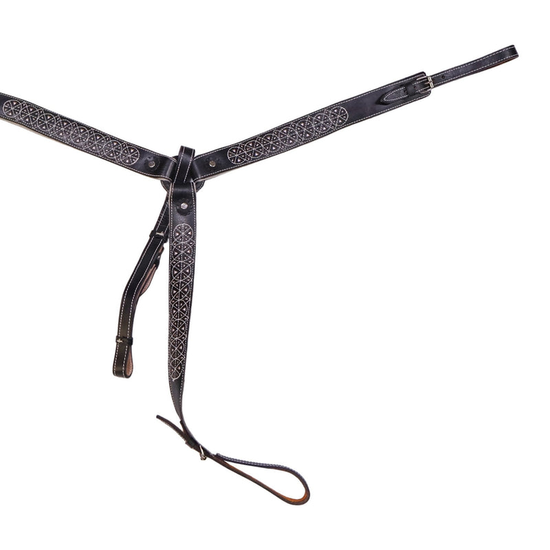 Black Breast Collar Pecho Pretal Resacado Charreria - M - Royal Saddles - Charro Breastcollar/Pechera