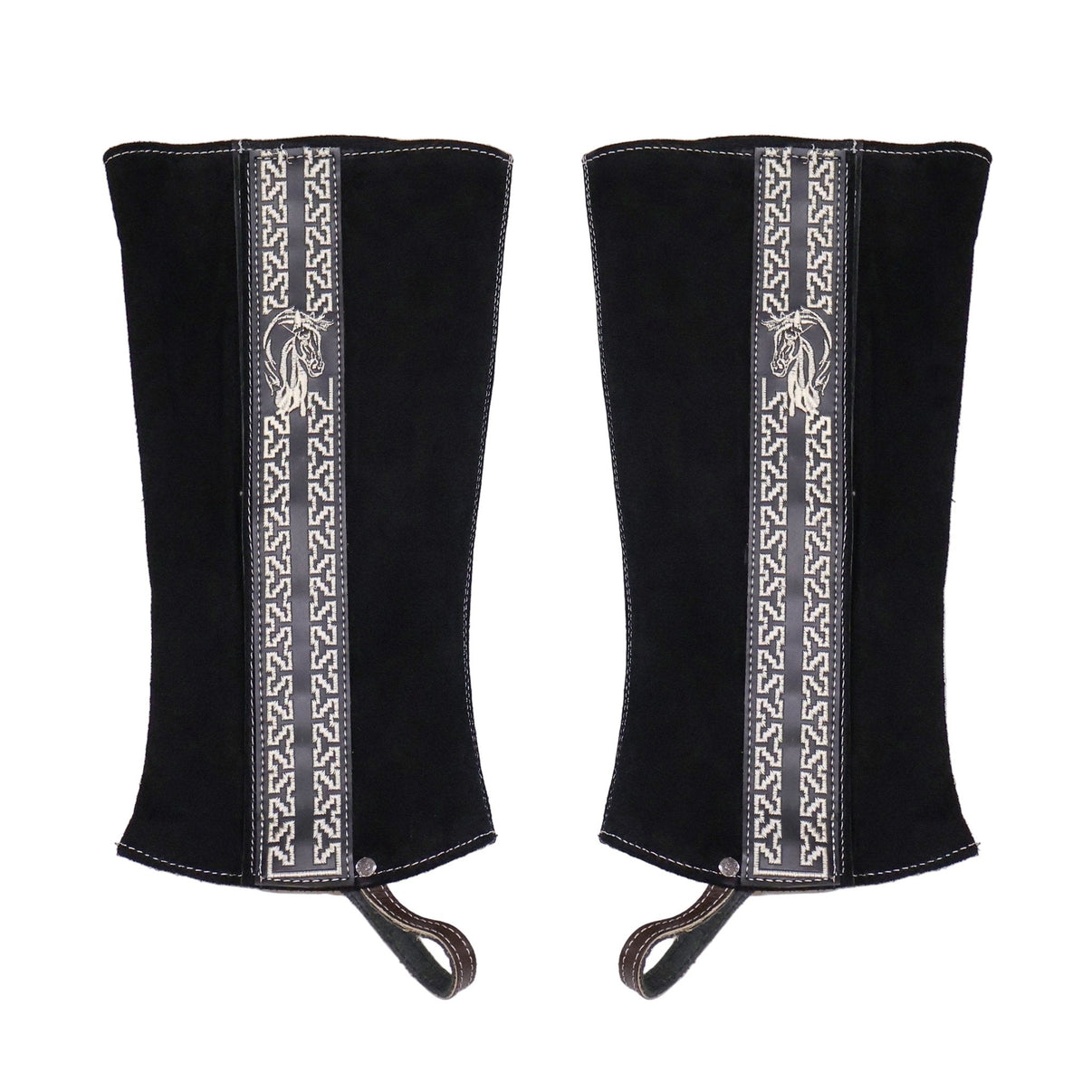 Black Charras Polainas Half Chaps - M - Royal Saddles - Charro Polainas/Chaps