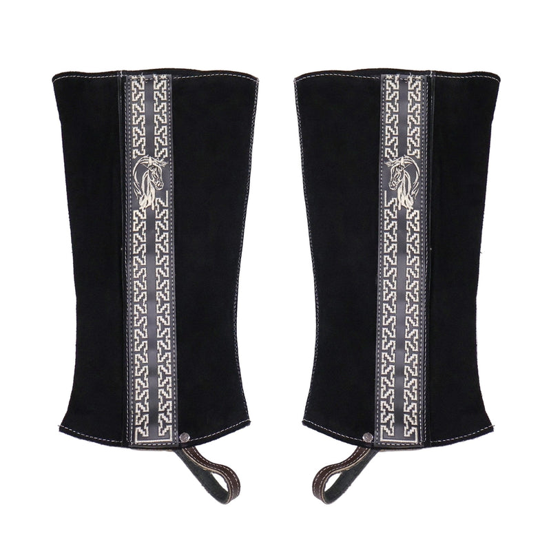 Black Charras Polainas Half Chaps - M - Royal Saddles - Charro Polainas/Chaps