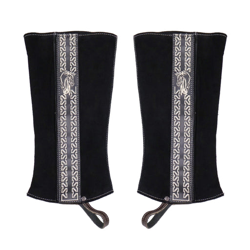 Black Charras Polainas Half Chaps - M - Royal Saddles - Charro Polainas/Chaps