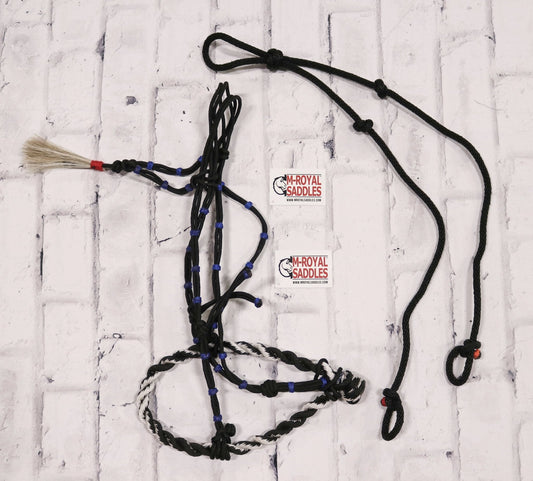 Black Charro Cabresto Bosalillo Bosal Reins - M - Royal Saddles - Charro Bozal