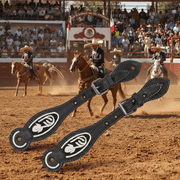 Black Charro Correones Piteados Correas Espuelas Spurs Straps - M - Royal Saddles - Charro Spurs Strap
