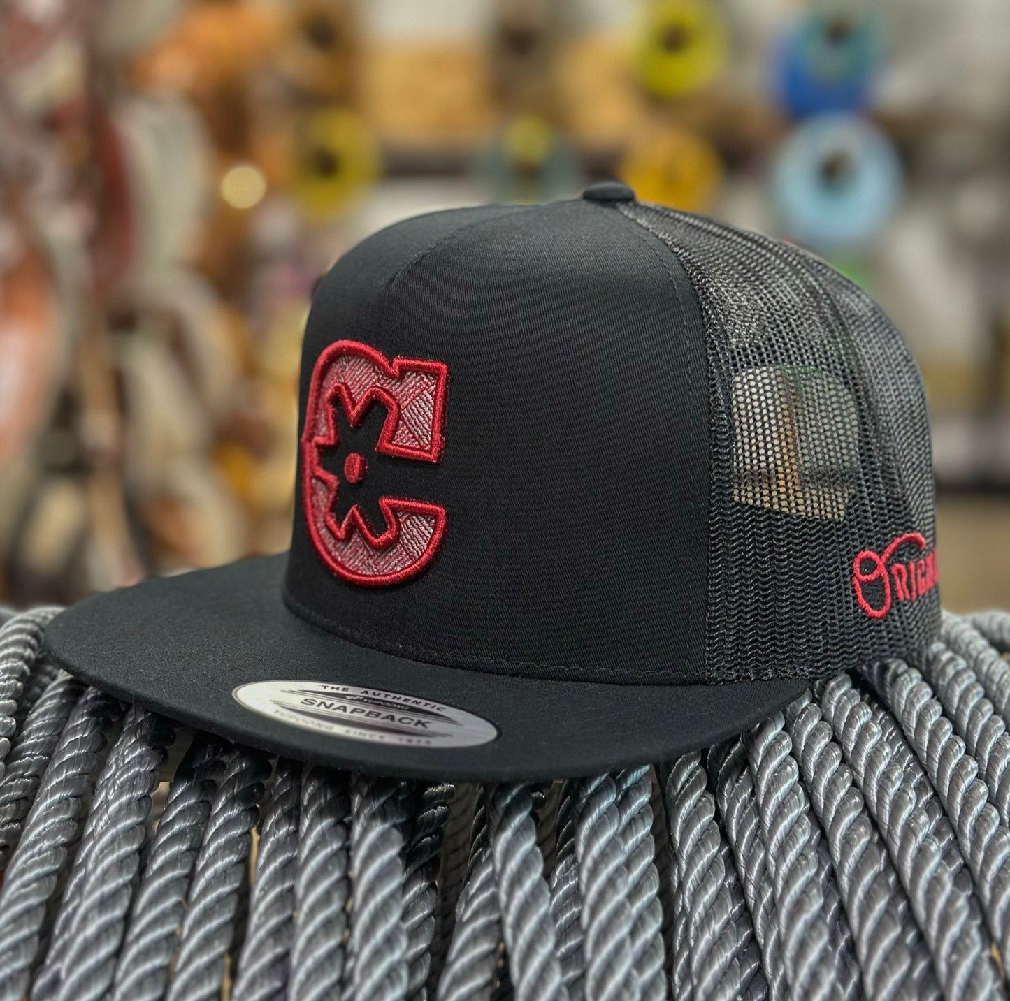 Black Charros Weave Maroon Trucker Cap - M - Royal Saddles - Charros Original Hats