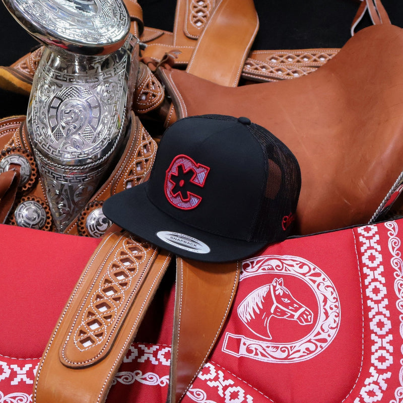 Black Charros Weave Trucker Cap - M - Royal Saddles - Charros Original Hats
