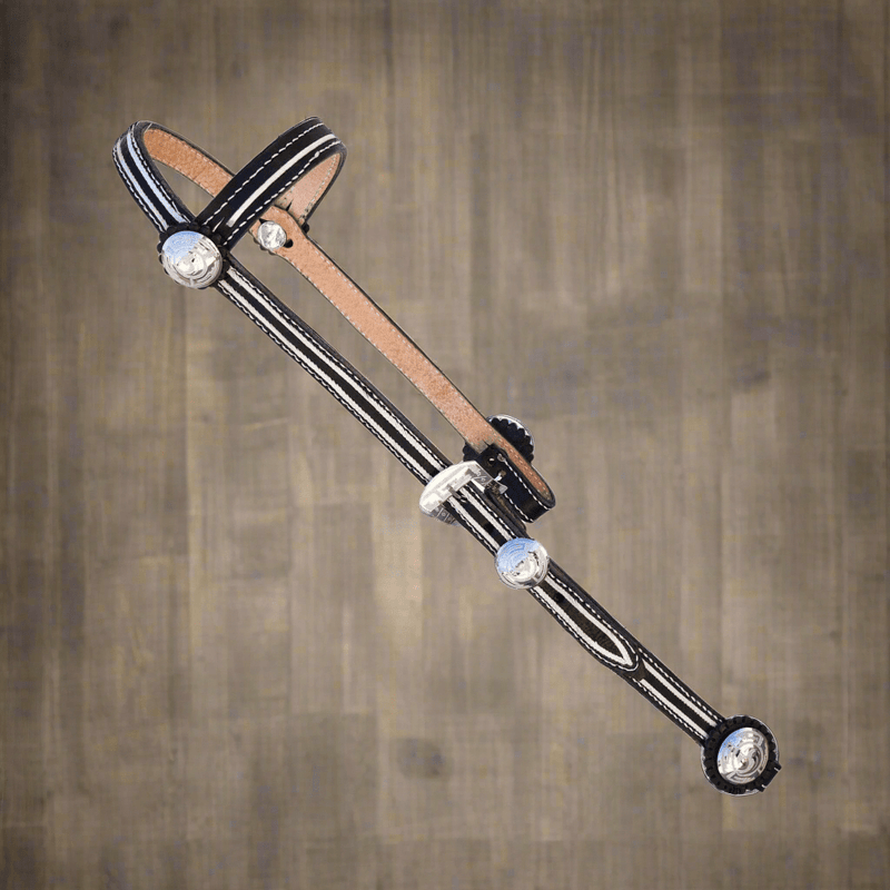 Black Headstall Cabezada Charra Pita Acero Monel - M - Royal Saddles - Charro Headstalls/Cabezada