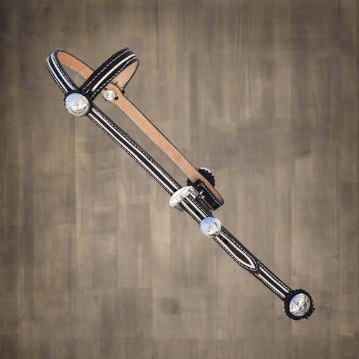 Black Headstall Cabezada Charra Pita Acero Monel - M - Royal Saddles - Charro Headstalls/Cabezada