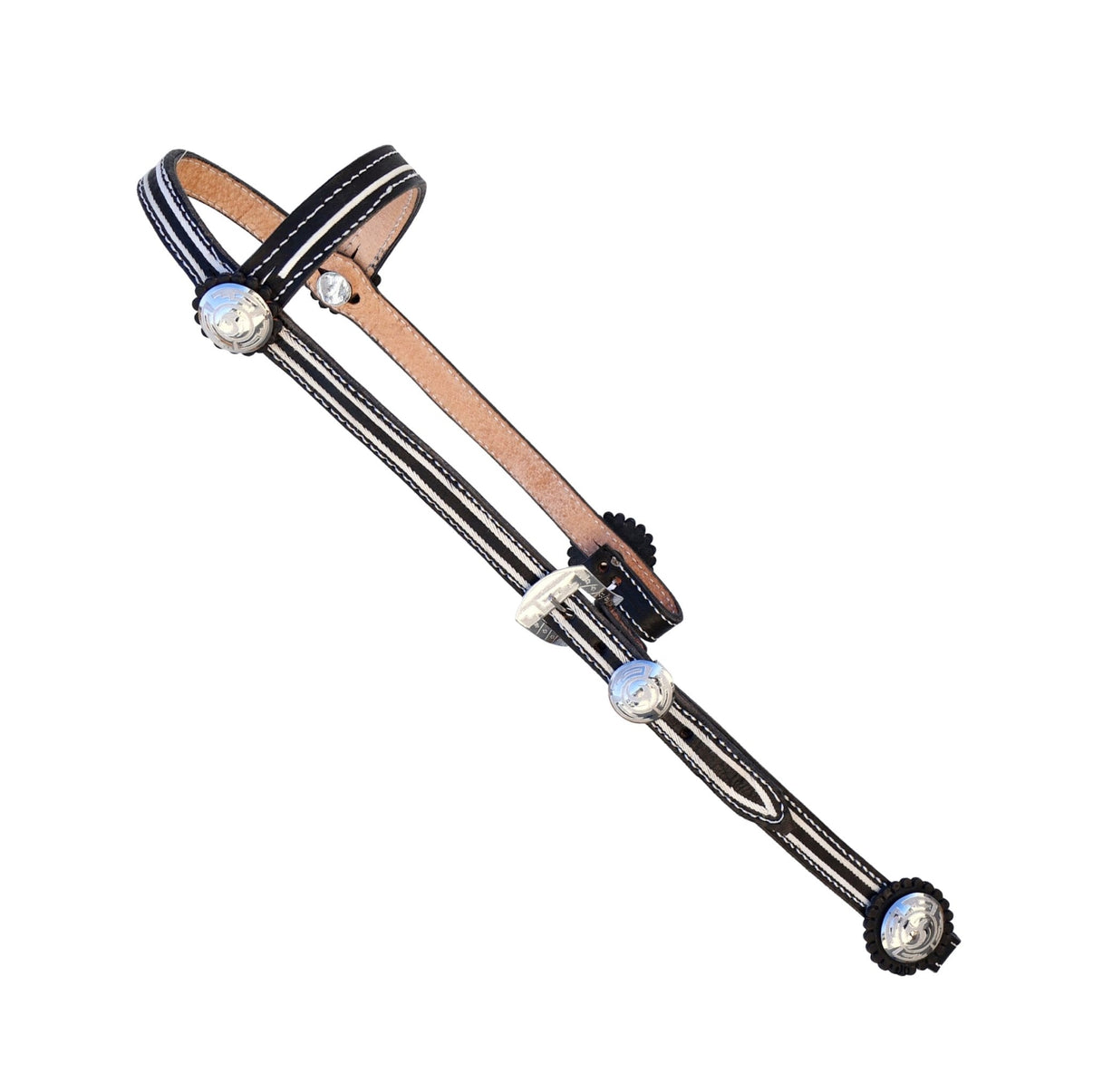 Black Headstall Cabezada Charra Pita Acero Monel - M - Royal Saddles - Charro Headstalls/Cabezada